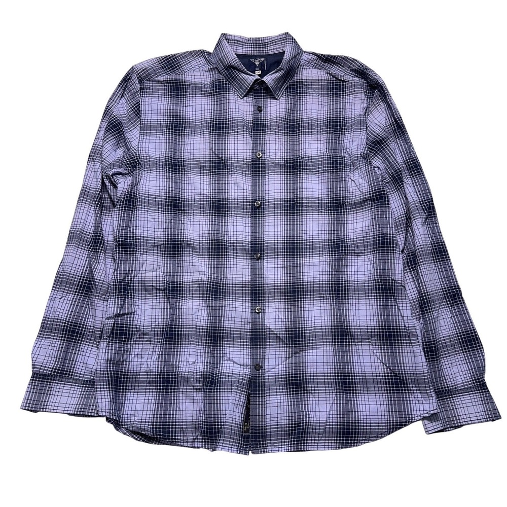 Diesel Plaid Western Shirt Mens XXL Blue Gray Long Sleeve Button Up